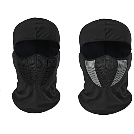 Primebox Full Cover Face Mask Cotton Fabric Bike Riding Washable Dust Protection Balaclava For Men Women Neck Gaiter Helmet Liner Pack Of 2 Rider Accessories Black Grey