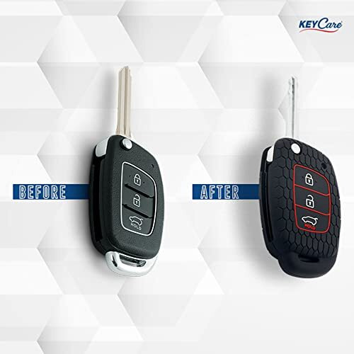 Keyzone Keycare Silicone Key Cover Compatible For I20 Active, I20 Elite, Aura Flip Key (Black) (Compare Key Shape & Key Blade Before Ordering)