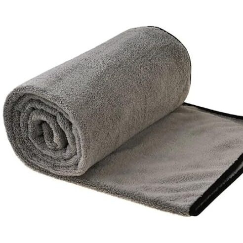 Auto Hub Big Size- 90 X 60Cm Microfiber Cloth For Car - Ultra Soft - Suede Edges & Dual Sided Microfiber Cloth - Lint & Streak Free Car Cleaning Cloth - Multipurpose Car Wash Cloth For Drying-1Pc,Grey
