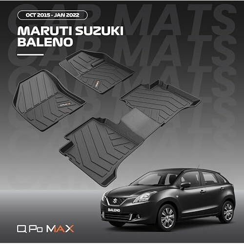 Q Po Baleno (Max) Oct15-Jan22 Tpe Car Floor Mat |Anti Slip All Weather Mats For Baleno (Oct15-Jan22) (Black)