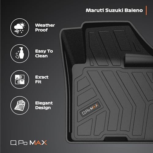 Q Po Baleno (Max) Oct15-Jan22 Tpe Car Floor Mat |Anti Slip All Weather Mats For Baleno (Oct15-Jan22) (Black)