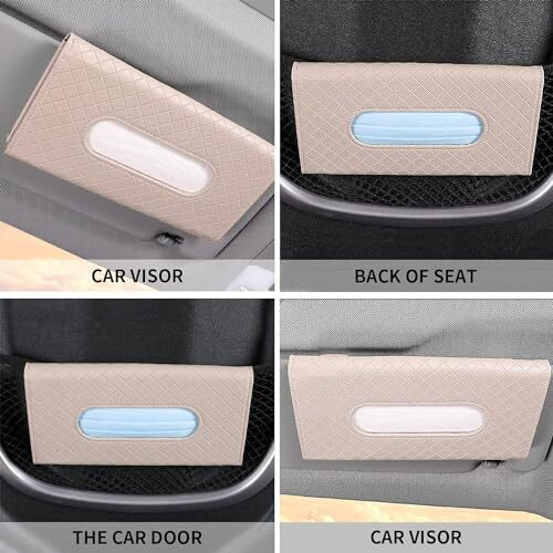 Sarte Tissue Paper Holder For Car Sun Visor Napkin Holder Universal Tissue Holder For Travel, Home, Office Napkin/Mask Holder Luxury Pu Leather Back Seat Tissue Holder For Car (Beige)