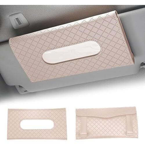 Sarte Tissue Paper Holder For Car Sun Visor Napkin Holder Universal Tissue Holder For Travel, Home, Office Napkin/Mask Holder Luxury Pu Leather Back Seat Tissue Holder For Car (Beige)
