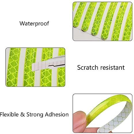 Fapiwen Car Wheel Reflective Stickers, 20Pcs Reflective Wheel Rim Stripe Stickers, Night Safety Warning Car Stickers, Wheel Safety Decorative Car Decals Universal For Car Motorcycle Bicycle (Yellow)