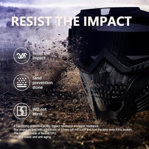 Proberos Motorcycle Goggle Mask Fun Face Mask Full Face Mask Windproof Goggles Mask, Motorcycle Goggle Mask Soft Foam Padded Det For Cycling Bike Off Road Racing Ride Unisex