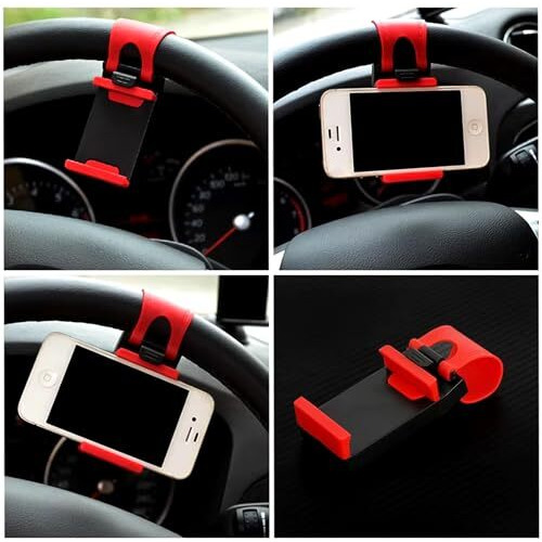 Augen Multi-Functional Mobile Car Steering Wheel Holder/Mount/Clip/Buckle Socket Hands Free Access To Your Phone For Phones Upto 5.5Inch Screens (Blue)