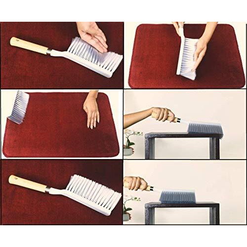 Woogor Plastic Bristle And Wood Carpet And Upholstery Long Handle Dust Cleaning Brush, 36X7.5Cm (Random), Assorted