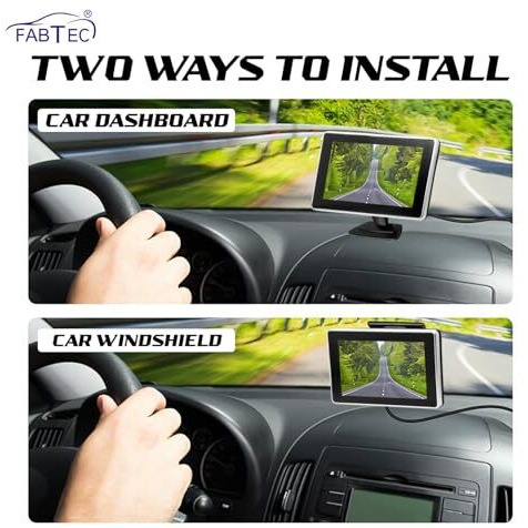 Fabtec 5 Inch Dashboard Tft Lcd Screen Rear View Monitor With 8 Led Parking Camera For All Cars (Ahd/Ccd Vision)