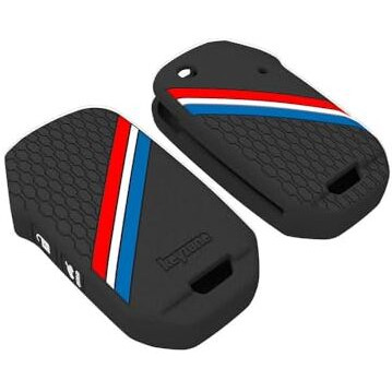 Keyzone Striped Silicone Key Cover For Kia Seltos, Sonet, Carens 2023 Onwards 3 Button Flip Key (Black)