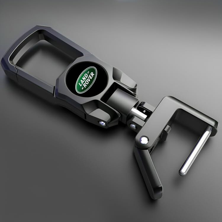 Greenworld Premum Dual Side Logo Keychain For Rover Defender Rover Discovery Rover Evoque Rover Sports, Rover Vilar (Black)