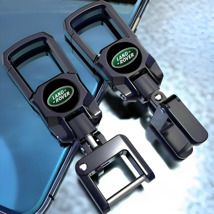 Greenworld Premum Dual Side Logo Keychain For Rover Defender Rover Discovery Rover Evoque Rover Sports, Rover Vilar (Black)