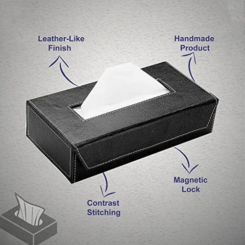 Autofrill Car Tissue Box With 2 Ply 100 Pull Tissue Paper, Tissue Paper Holder, Tissue Box Holder, Car Tissue Holder Tissue Holder For Home, Office, Kitchen (Black)