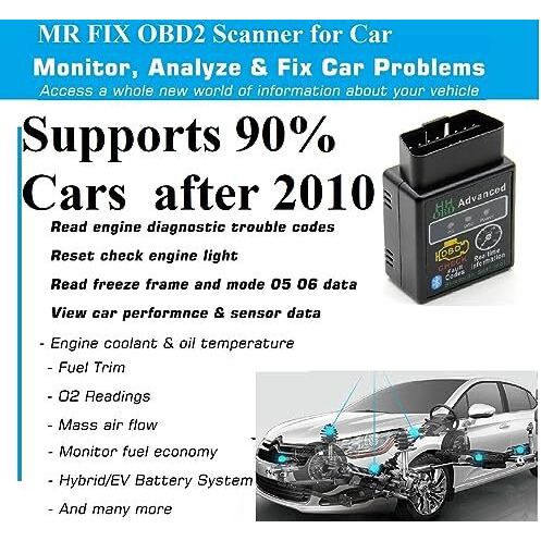 Dpro New & Advanced Obd Bluetooth Auto Scanner Obdii 2 Car Elm 327 Diagnostic Tool Scanner Interface Supports All Obd2 Protocols Of Indian Cars Bike Easy Ecu Connection Bs6