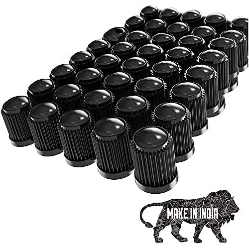 Delux Automotive Car Wheel Universal Tire Stem Covers Compatible For Cars, Suvs, Bike And Bicycle, Trucks, Motorcycles Heavy-Duty Valve Cap (Black, Pack Of 50)