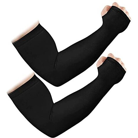 Mizuna Unisex Uv Sun Protection Cooling Arm Shield Men & Women Compression Sports Tattoo Cover Up Sleeves (Free, Blakc)