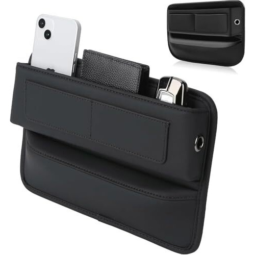Automaze Car Seat Gap Filler Organizer  Premium Leather, Adjustable Storage Box Organiser For Phones, Wallets, Keys & More  Universal Fit For Cars