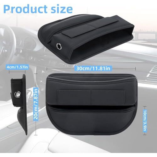 Automaze Car Seat Gap Filler Organizer  Premium Leather, Adjustable Storage Box Organiser For Phones, Wallets, Keys & More  Universal Fit For Cars