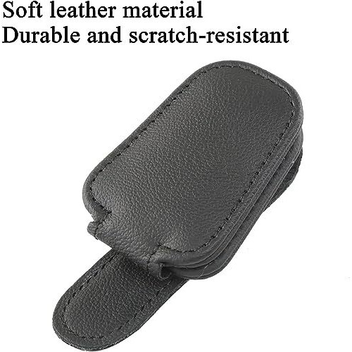 Keepcart Car Accessories Goggles Holders For Car, Sun Visor Magnetic Leather Eyeglass Hanger Clip For Car (Black)