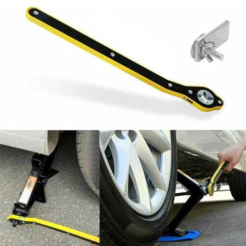 Fapiwen Universal Car Jack Ratchet Wrench - Labor Saving Hand Tool With 360 Forward And Reverse Knob Design, Long Handle For Scissor Jack, Lug Handle Tool, Car Accessories