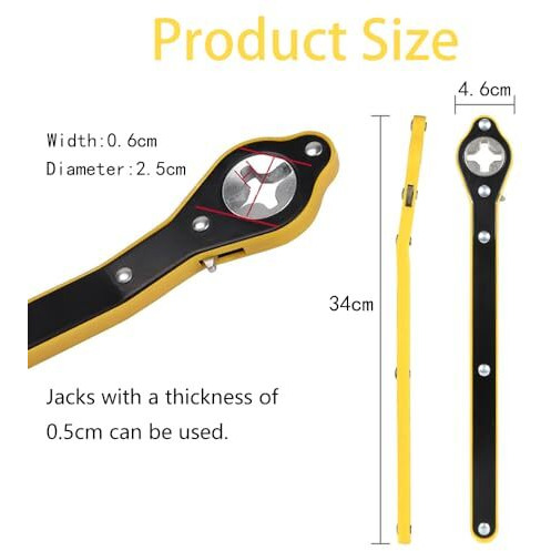 Fapiwen Universal Car Jack Ratchet Wrench - Labor Saving Hand Tool With 360 Forward And Reverse Knob Design, Long Handle For Scissor Jack, Lug Handle Tool, Car Accessories