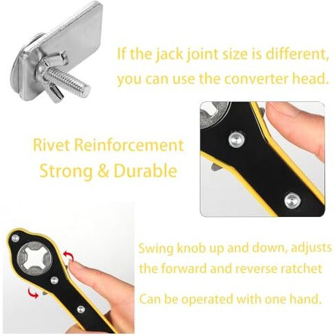 Fapiwen Universal Car Jack Ratchet Wrench - Labor Saving Hand Tool With 360 Forward And Reverse Knob Design, Long Handle For Scissor Jack, Lug Handle Tool, Car Accessories