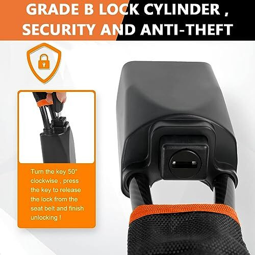 Sthira Heavy Duty Car Steering Wheel Lock With Anti-Theft Steel Chain, Alloy Core, Rubber Coating, 3 Keys For Sedans, Suvs, Trucks