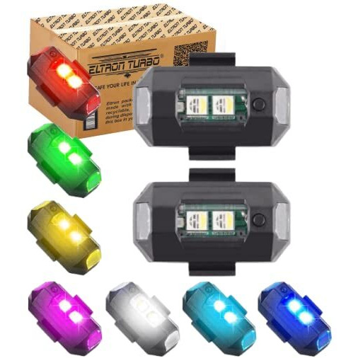 Eltron Turbo Plastic Elt512864Uiv Universal Safety Signal Aircraft Blinking Strobe 7 Colors Led Light Multipurpose Waterproof For Motorbike, Helmet, Bicycle, Car, Scooties & Anywhere (Pack Of 2)