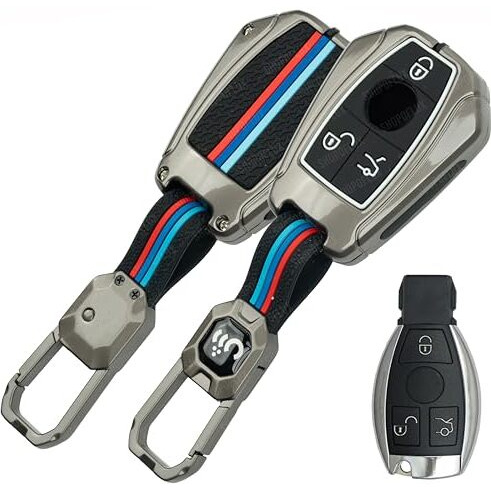 Shopoflux Metal Car Key Cover Compatible For Mercedes Benz C E M S Cls Clk Glk Glc G Class 3 Button Smart Key - Black