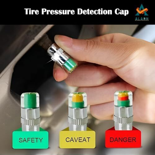 Alark Car Tire Valve Cap Pressure Monitoring Valve Cap Sensor Indicator Warning Safety 3 Color Sensor Indicator All Bikes Scooty Car Tire Pressure Air Alert Iron Tyre Valve Caps Set Of 4 Pcs