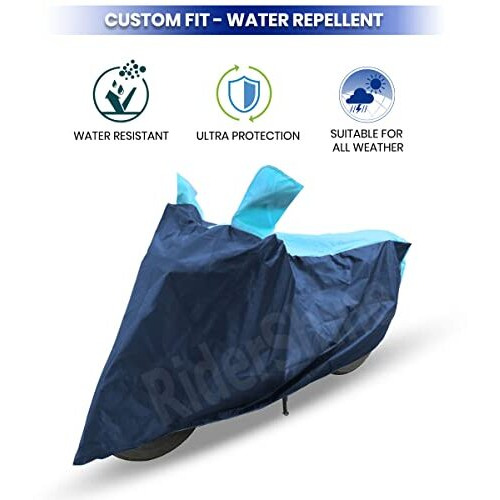 Ridershine Jupiter Scooty Cover - Jupiter 125 Cover Water Resistant - Jupiter Cover - Jupiter Accessories All With Five Thread Overlock Stitched Ultra Surface Body Protection (Blue Aqua)