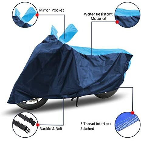 Ridershine Jupiter Scooty Cover - Jupiter 125 Cover Water Resistant - Jupiter Cover - Jupiter Accessories All With Five Thread Overlock Stitched Ultra Surface Body Protection (Blue Aqua)