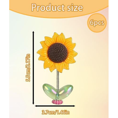 6Pcs Dashboard Accessories/Sunflower Car Dashboard Decoration Items For Office Desk, Home Decor, Unique Decoration For Car Accessories Interiors Height 5.5Cm, Width 3.7Cm