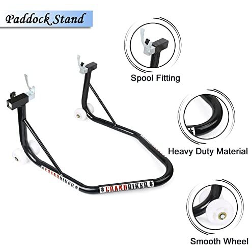 Grandbiker Universal Rear Paddock Stand With Spool Lifting Holders Only For Ktm,Yamaha,Kawasaki,Bmw,Tvs,Bajaj,Hero,Mahindra,Triumph Street Etc (Black)