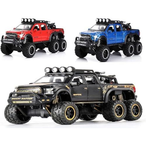 Kiddie Galaxia Big Size Ford Raptor F150 Model Car 128 Scale Exclusive Alloy Metal Pull Back Die-Cast Car Metal Pullback Toy Car Openable Doors & Light Music Birthday Gift Carcolors As Per Stock