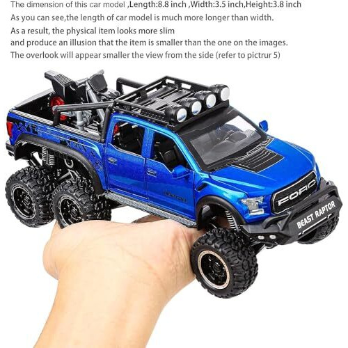 Kiddie Galaxia Big Size Ford Raptor F150 Model Car 128 Scale Exclusive Alloy Metal Pull Back Die-Cast Car Metal Pullback Toy Car Openable Doors & Light Music Birthday Gift Carcolors As Per Stock