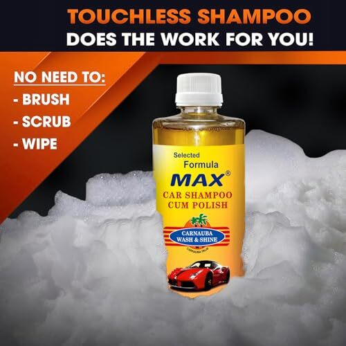 Max Car Care Combo Of Car Shampoo Come Polish 500 Ml, Microfiber Cloth 350 Gsm And Microfiber Wash Mitt | Suits Both Bucket Wash And Foam Wash