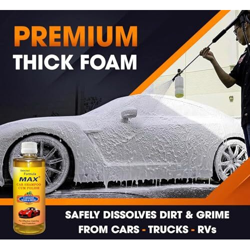 Max Car Care Combo Of Car Shampoo Come Polish 500 Ml, Microfiber Cloth 350 Gsm And Microfiber Wash Mitt | Suits Both Bucket Wash And Foam Wash