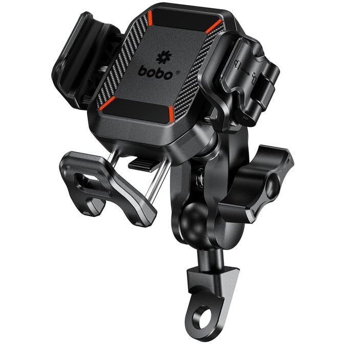 Bobo Bm22M Pro Mirror Mount Anti-Vibration Anti-Theft Waterproof Bike/Motorcycle/Scooter Mobile Phone Holder Mount Ideal For Maps And Gps Navigation (Black)