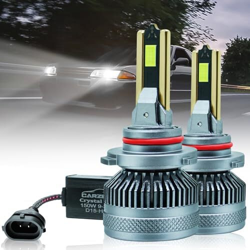 Carzex Crystal Eye 9005/Hb3 White Headlight Led Bulb, 150W/12000 Lumens Super Bright Automotive Led Headlight Conversion Kit For Cars 6500K Cool White, (75 + 75 Watts, 2Pc) (1 Year Warranty)