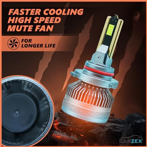 Carzex Crystal Eye 9005/Hb3 White Headlight Led Bulb, 150W/12000 Lumens Super Bright Automotive Led Headlight Conversion Kit For Cars 6500K Cool White, (75 + 75 Watts, 2Pc) (1 Year Warranty)