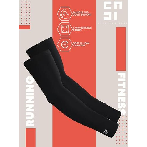 Sets And Reps Black Colour Hand Protection Gear I Full Hand Gloves For Men I Arm Sleeves For Sun Protection I Compression Cooling Sleeves For Biking, Outdoor Sports, Workouts
