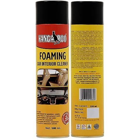 Kangaroo Foaming Car Interior Cleaner 500 Ml With Microfiber Towel || Foam Based Hi-Tech Formula || Waterless Foam Spray Use For Leather Seat, Sofa, Car Roof Cleaner