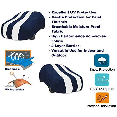 Auto Hub Maruti 800 Car Cover Waterproof (Navy, White Look)