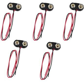 Centiot - 9V Battery Snap Power Clip Connector To Open Wire 26Awg - Hard Plastic Abs Connector (T Type, Pack Of 5)