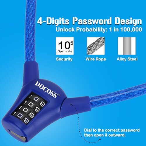 Docoss-Ultra Strong Bike Helmet Lock For Bike,Cycle Lock For Bicycle,Bike Helmet Lock For Two Wheeler,Password Number Lock (Pro)