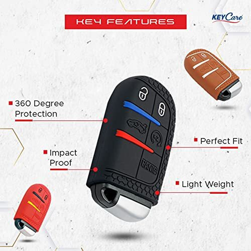 Keycare Silicone Key Cover For Jeep Compass, Trailhawk Smart Key (Push Button Start Models) (Black)