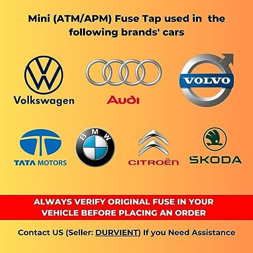 Durvient.Com Mini Fuse Tap Add-A-Circuit Automotive No Splice Connector Compatible With European Cars Volkswagen, Skoda, Audi, Bmw, Mercedes, Nissan, Renault [Verify Before Purchasing] (Pack Of 3)