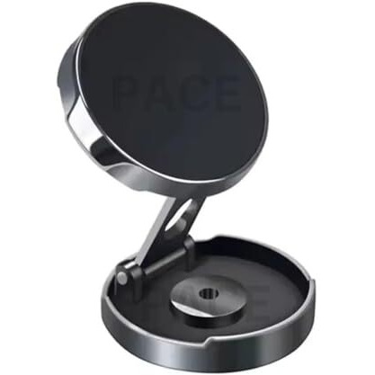 Foldable Cell-Phone Bracket 360 Rotation Magnetic Phone Holder Mount For Car, Flat Surfaces. 6 Strong Rb Magnets For Stability During Navigation & Calls. Sticker Tape, Adhesive Metal Sheet Included.