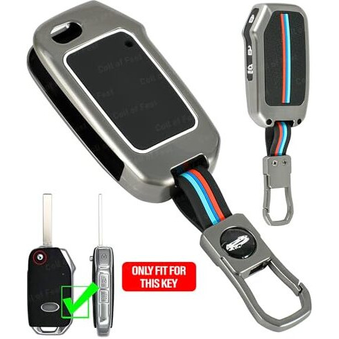 Coll Of Fest Metal Silicon Key Cover Compatible For Kia Seltos 2023 2024 Hte 3 Button Flip Key Cover Full Metal Protections Special Feature Visible In Low-Light Conditions
