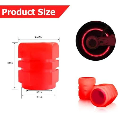 Car Tyre Valve Caps, Fapiwen 8Pcs Fluorescent Tire Valve Caps With Neon Glow, Universal Tyre Air Valve Caps, Car Tyre Cap Light For Car Truck Motorcycles Bike (4*Green+4*Red)